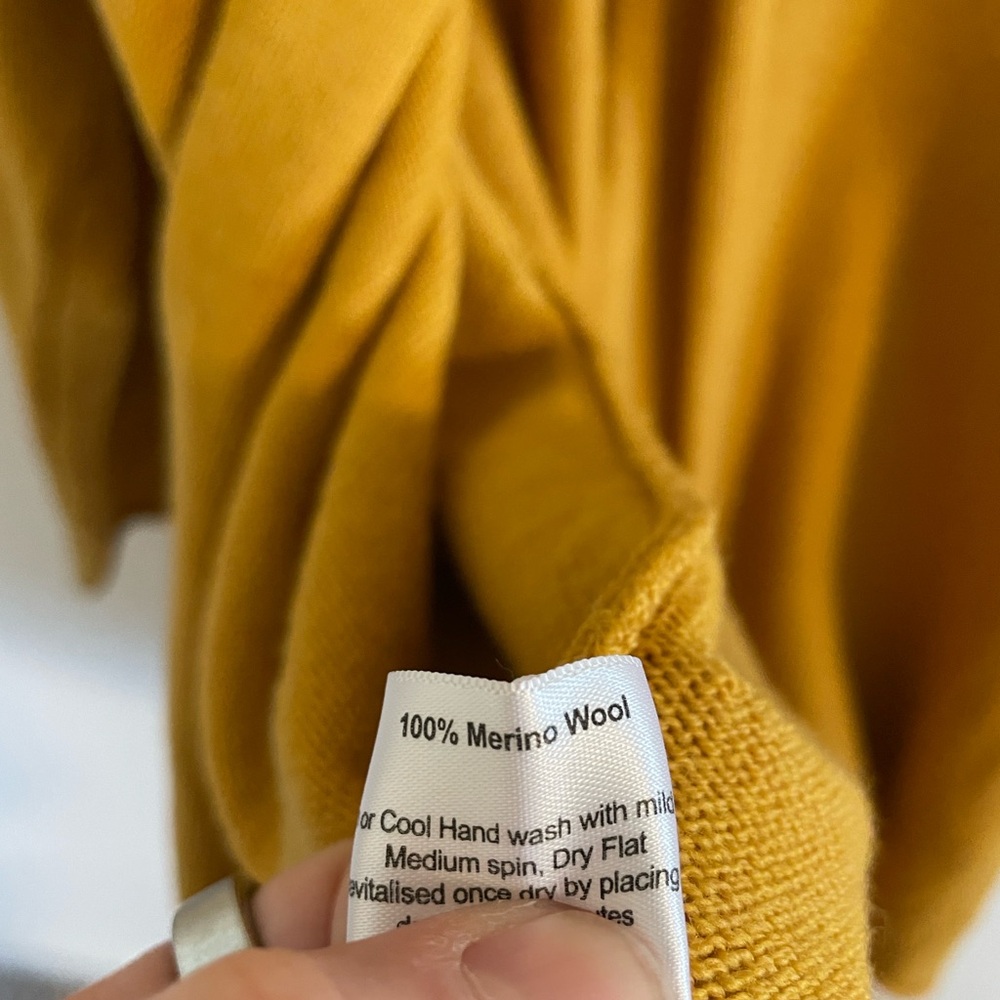 Eskandar Merino Wool Cape Cardigan Women’s One Size Mustard Yellow Lagenlook - Picture 9 of 11